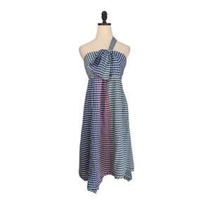 Maeve Anthropologie Waverly Gingham Dress Shoulder Midi Patchwork Plaid Boho 4